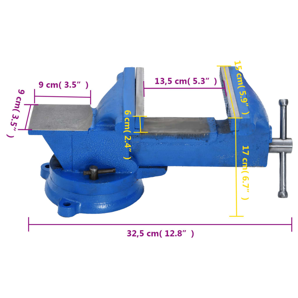 vidaXL Torno para bancada 150 mm ferro fundido azul