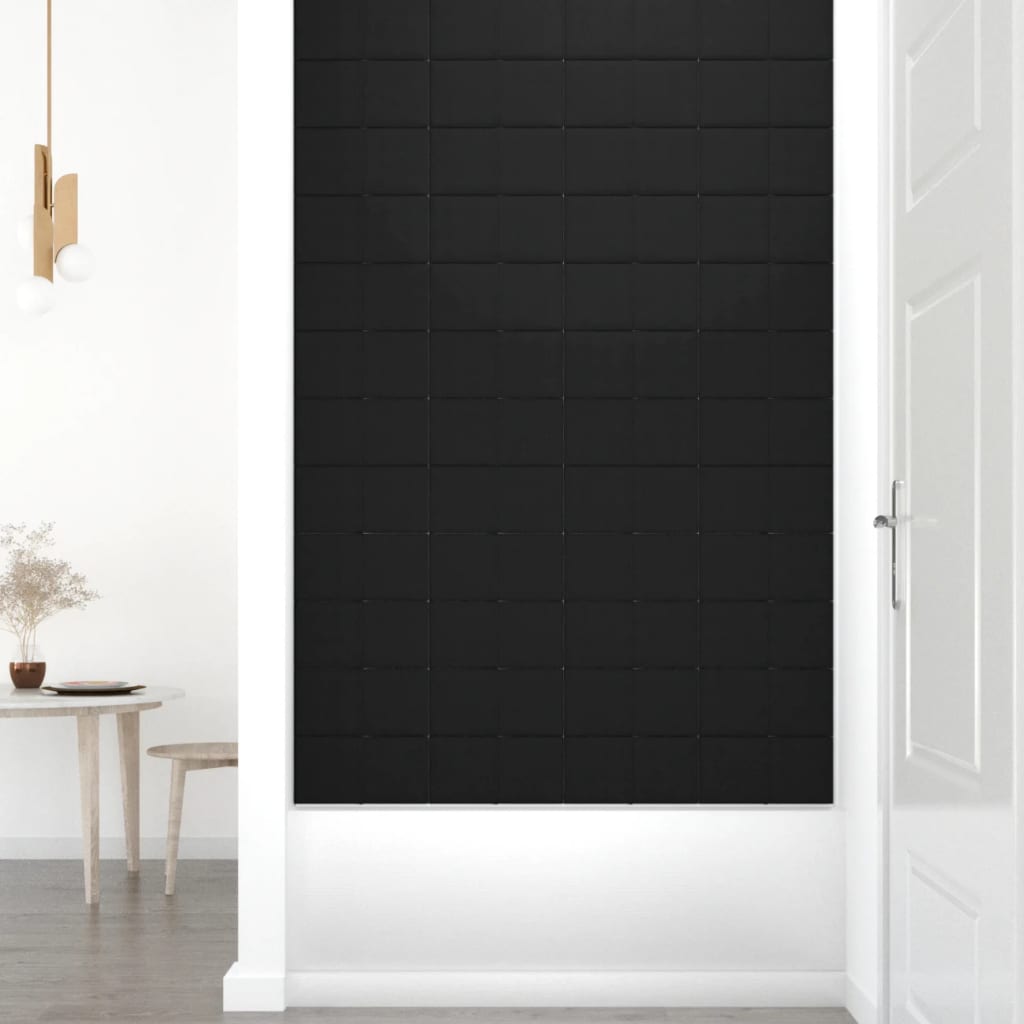 vidaXL Painel de parede 12 pcs 30x15 cm tecido 0,54 m² preto