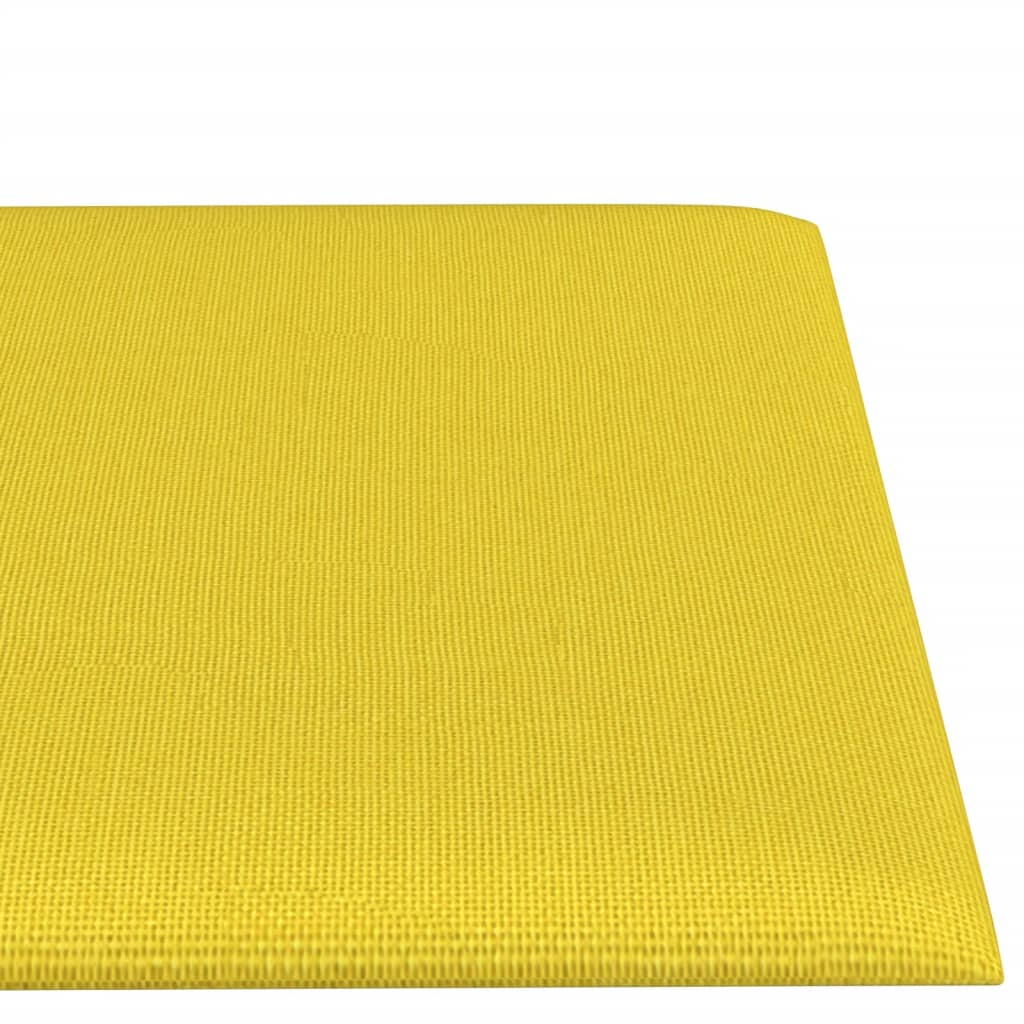 vidaXL Painel de parede 12 pcs 60x15 cm tecido 1,08 m² amarelo-claro