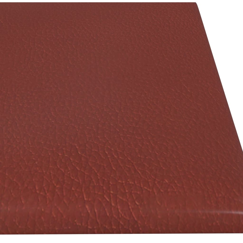 vidaXL Painel parede 12 pcs 60x15 cm couro art. 1,08 m vermelho tinto