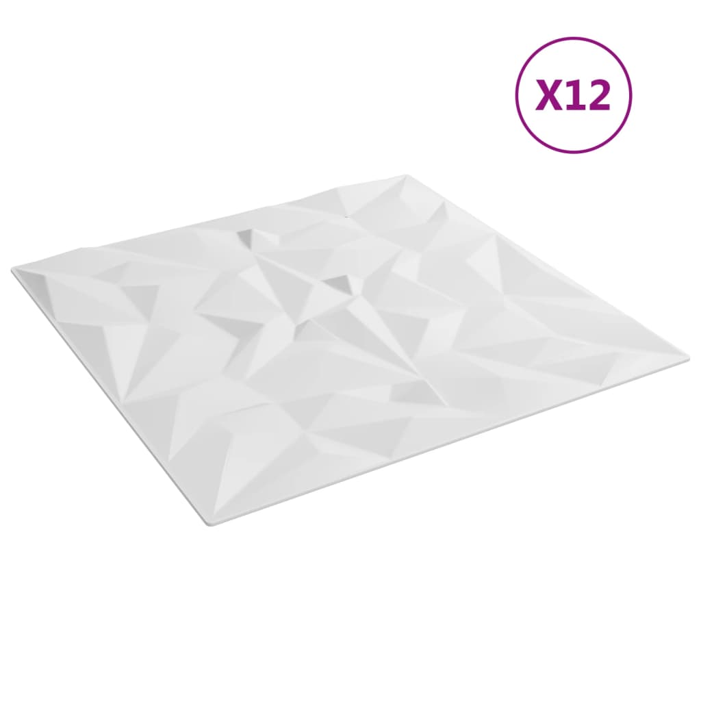 vidaXL Painéis de parede 12 pcs 50x50 cm 3m² XPS ametista branco