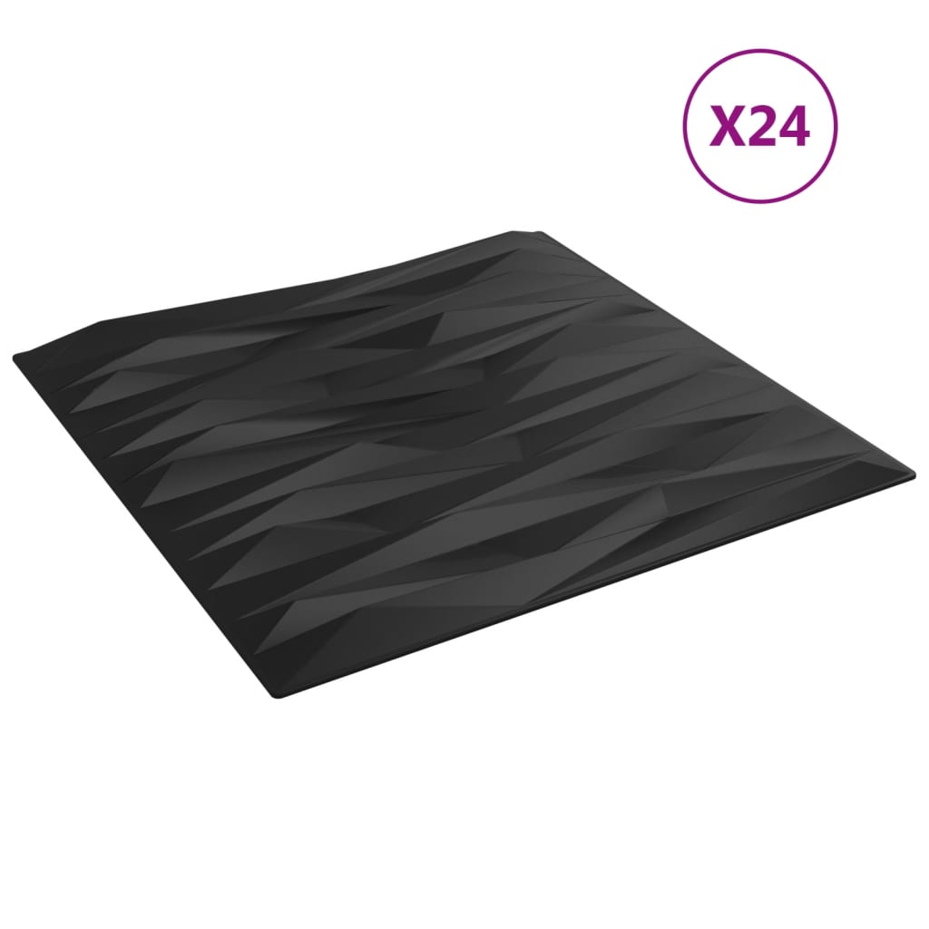 vidaXL Painéis de parede 24 pcs 50x50 cm 6m² XPS pedra preto