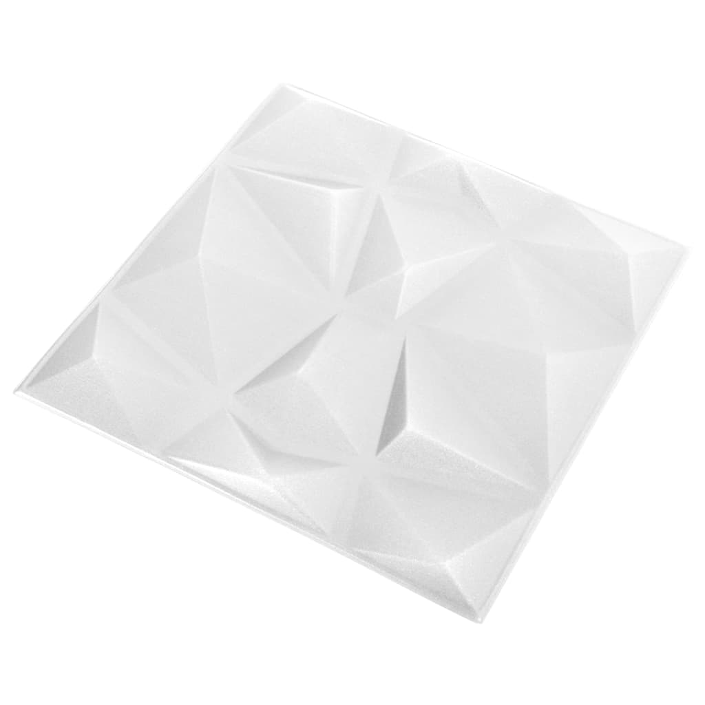 vidaXL Painéis de parede 3D 48 pcs 50x50 cm 12 m² branco diamante