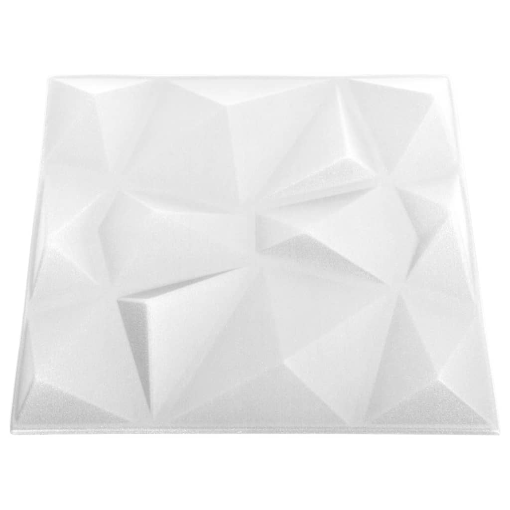 vidaXL Painéis de parede 3D 48 pcs 50x50 cm 12 m² branco diamante