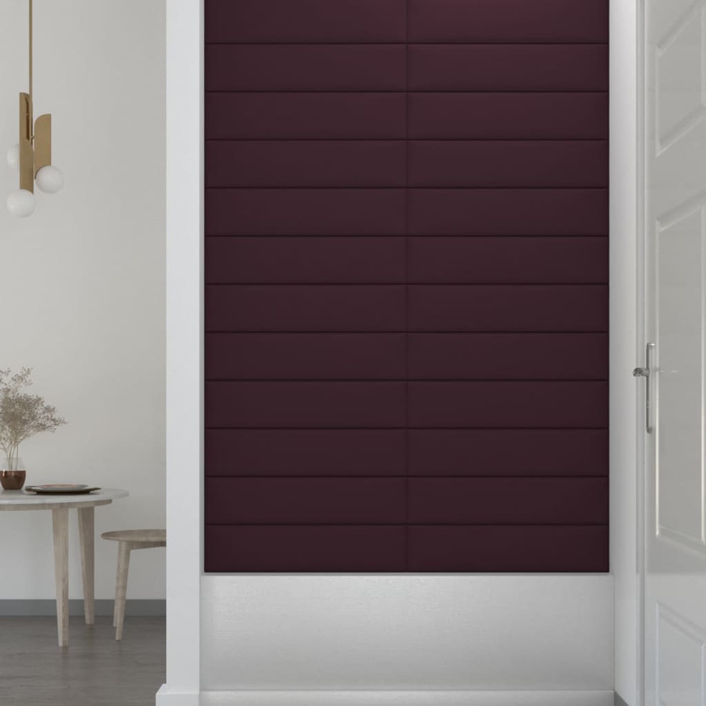 vidaXL Painel de parede 12 pcs 60x15 cm tecido 1,08 m² roxo