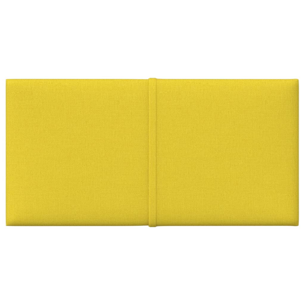 vidaXL Painel de parede 12 pcs 30x15 cm tecido 0,54 m² amarelo-claro