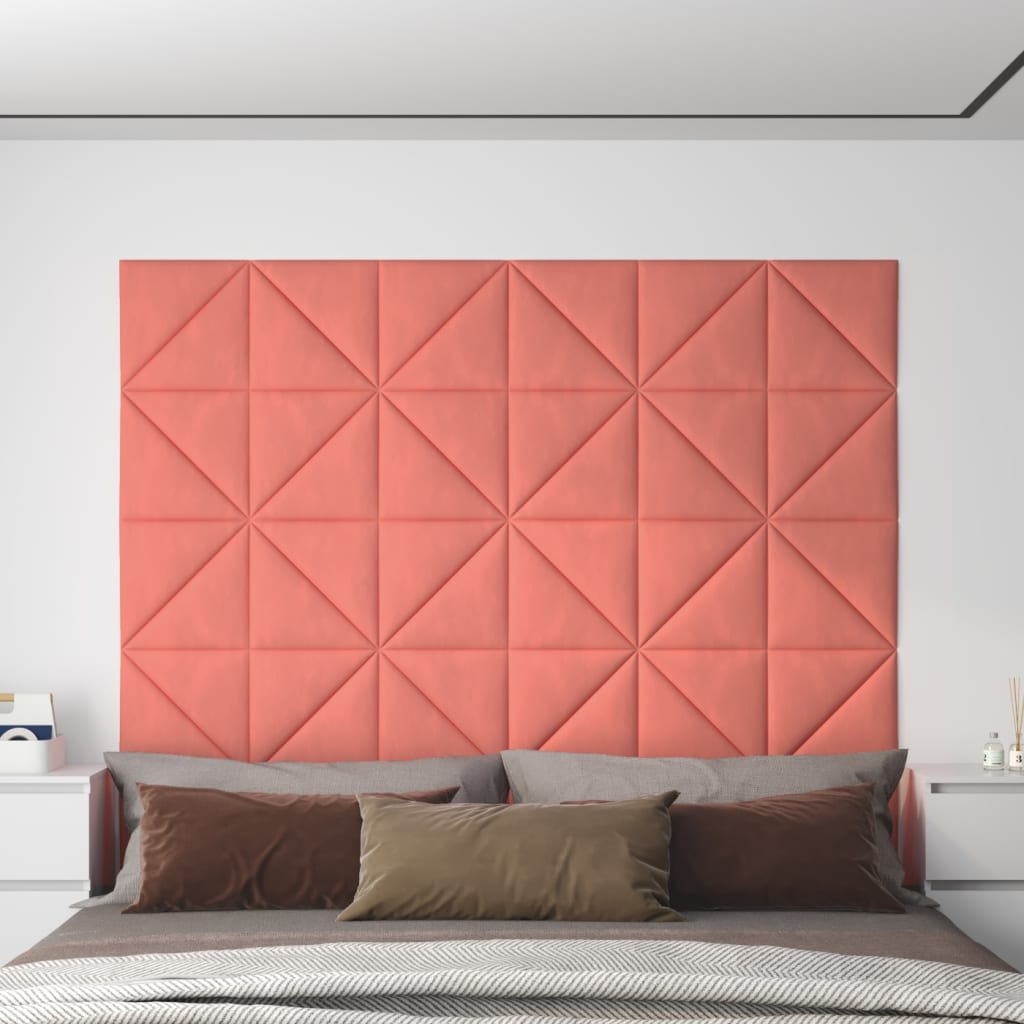 vidaXL Painel de parede 12 pcs 30x30 cm veludo 0,54 m² rosa