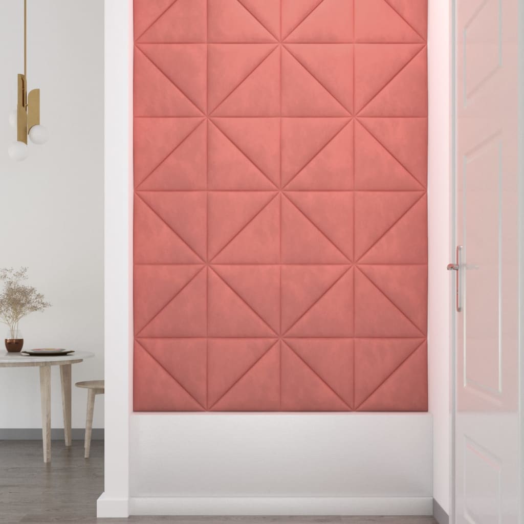 vidaXL Painel de parede 12 pcs 30x30 cm veludo 0,54 m² rosa