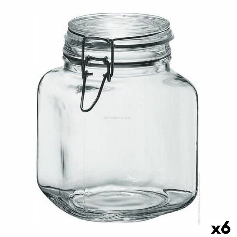 Borgonovo|Frasco de Vidro Borgonovo 33211 Hermético Transparente 1,7 L 12 x 12 x 17 cm (6 Unidades)