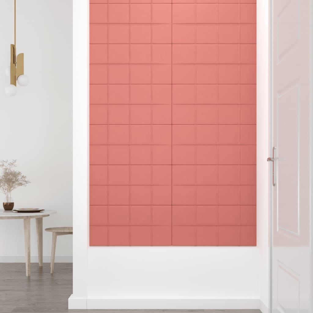 vidaXL Painel de parede 12 pcs 60x30 cm veludo 2,16 m² rosa