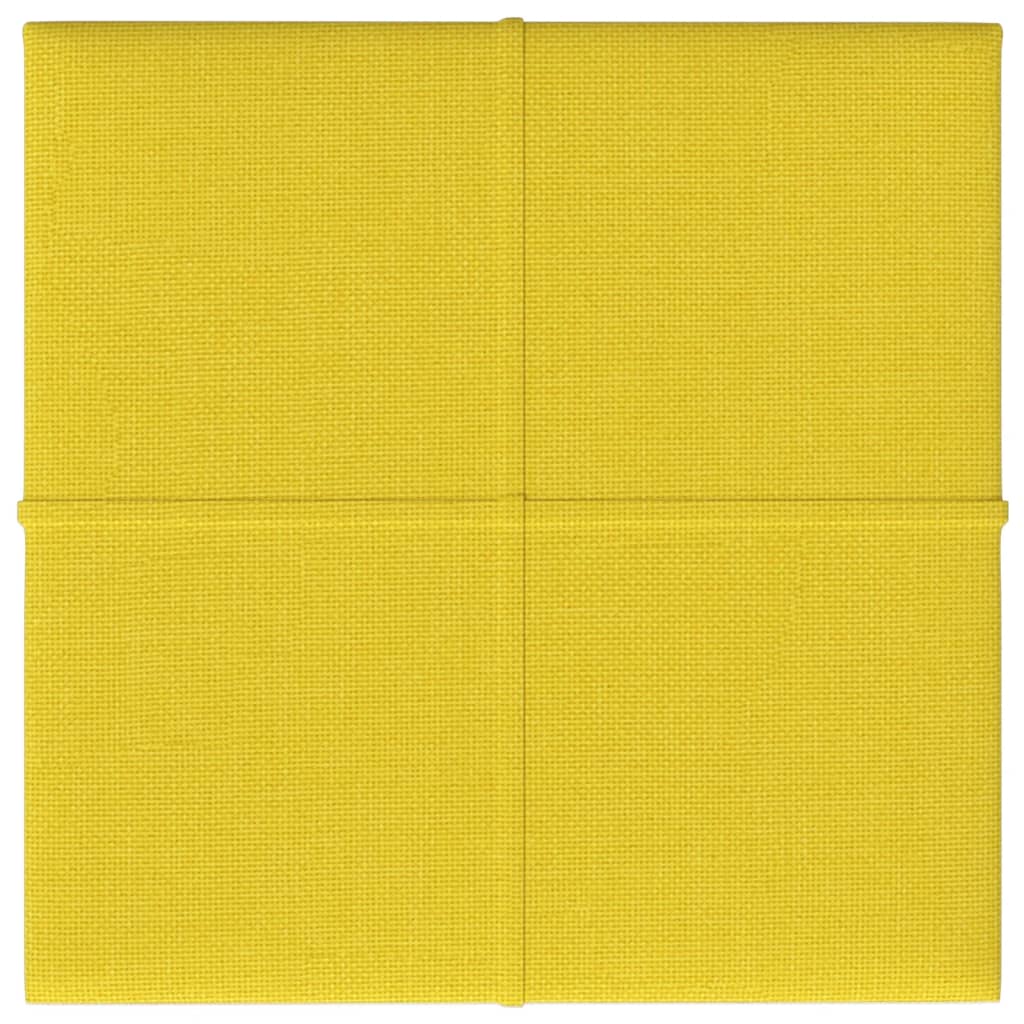 vidaXL Painel de parede 12 pcs 30x30 cm tecido 1,08 m² amarelo-claro