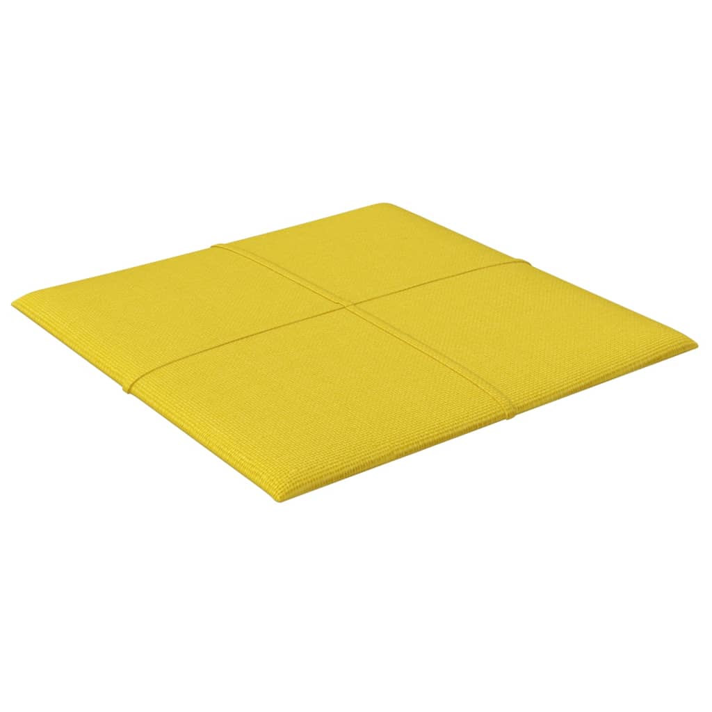 vidaXL Painel de parede 12 pcs 30x30 cm tecido 1,08 m² amarelo-claro