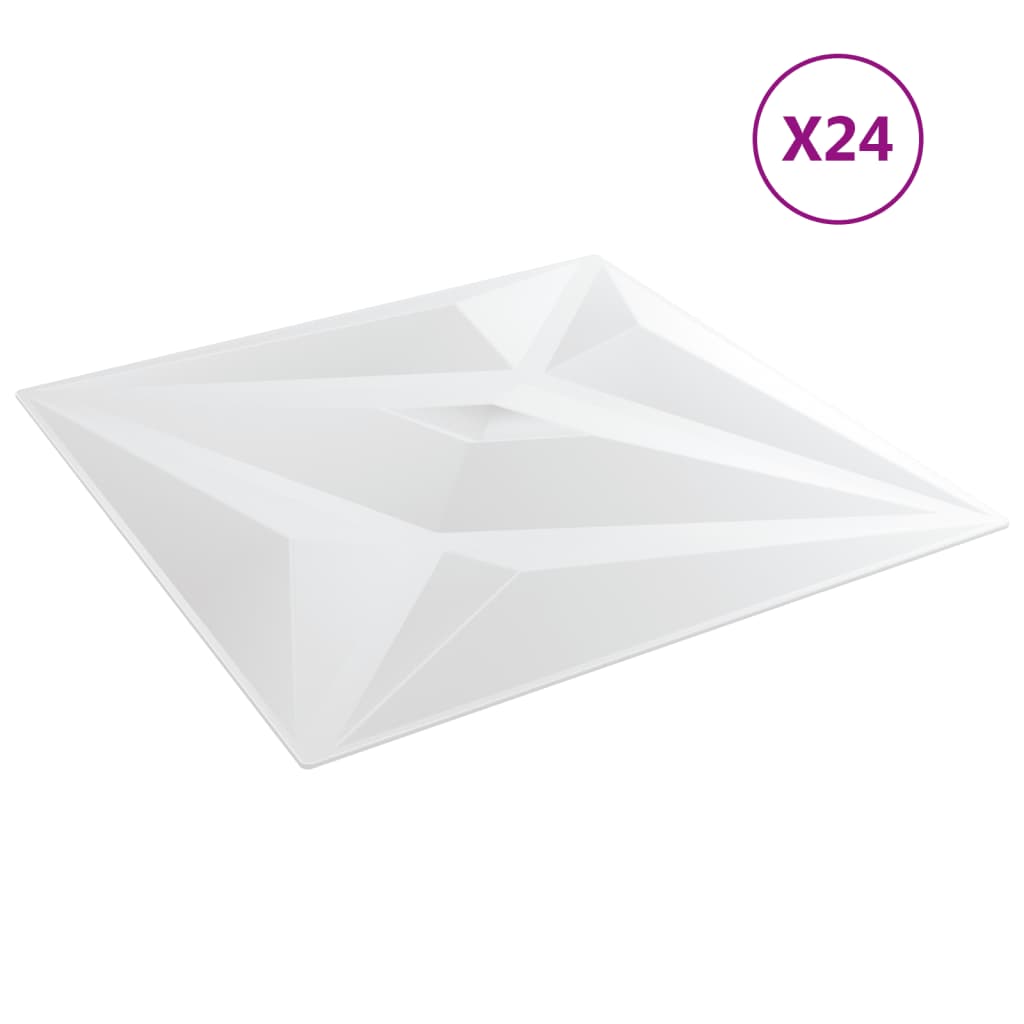 vidaXL Painéis de parede 24 pcs 50x50 cm 6m² EPS estrela branco