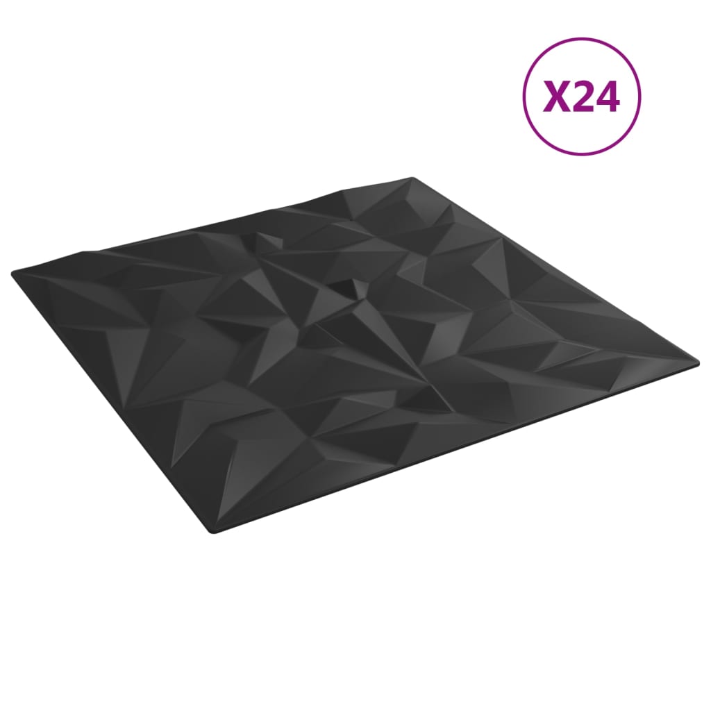 vidaXL Painéis de parede 24 pcs 50x50 cm 6m² XPS ametista preto