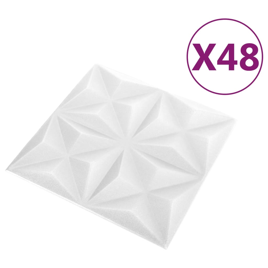 vidaXL Painéis de parede 3D 48 pcs 50x50 cm 12 m² origami branco