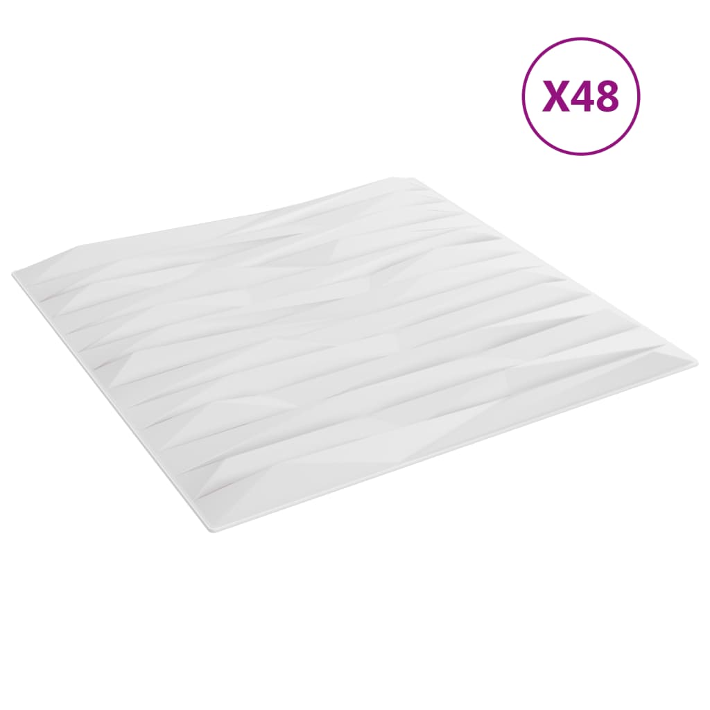 vidaXL Painéis de parede 48 pcs 50x50 cm 12m² XPS pedra branco