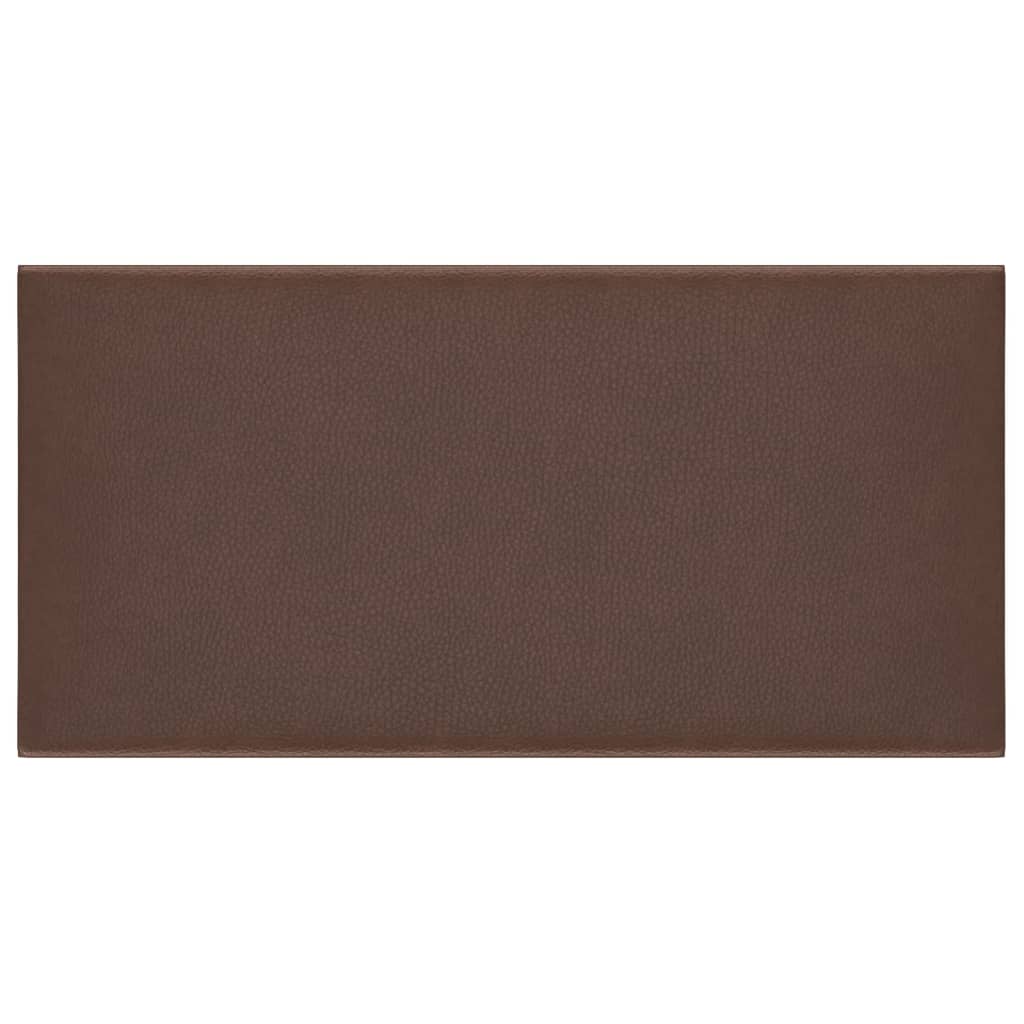 vidaXL Painel parede 12 pcs 30x15 cm couro artificial 0,54 m² castanho