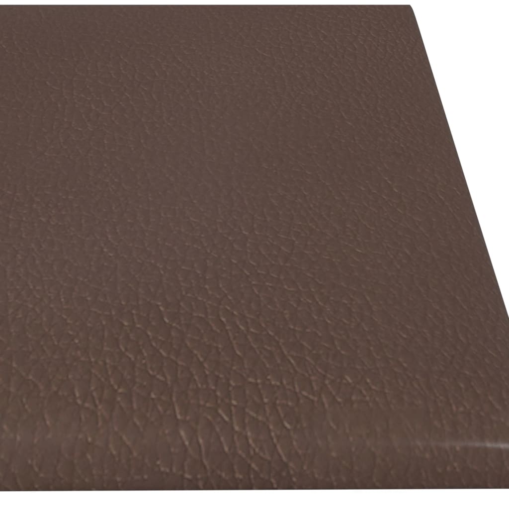 vidaXL Painel parede 12pcs 60x15 cm couro artificial 1,08 m castanho