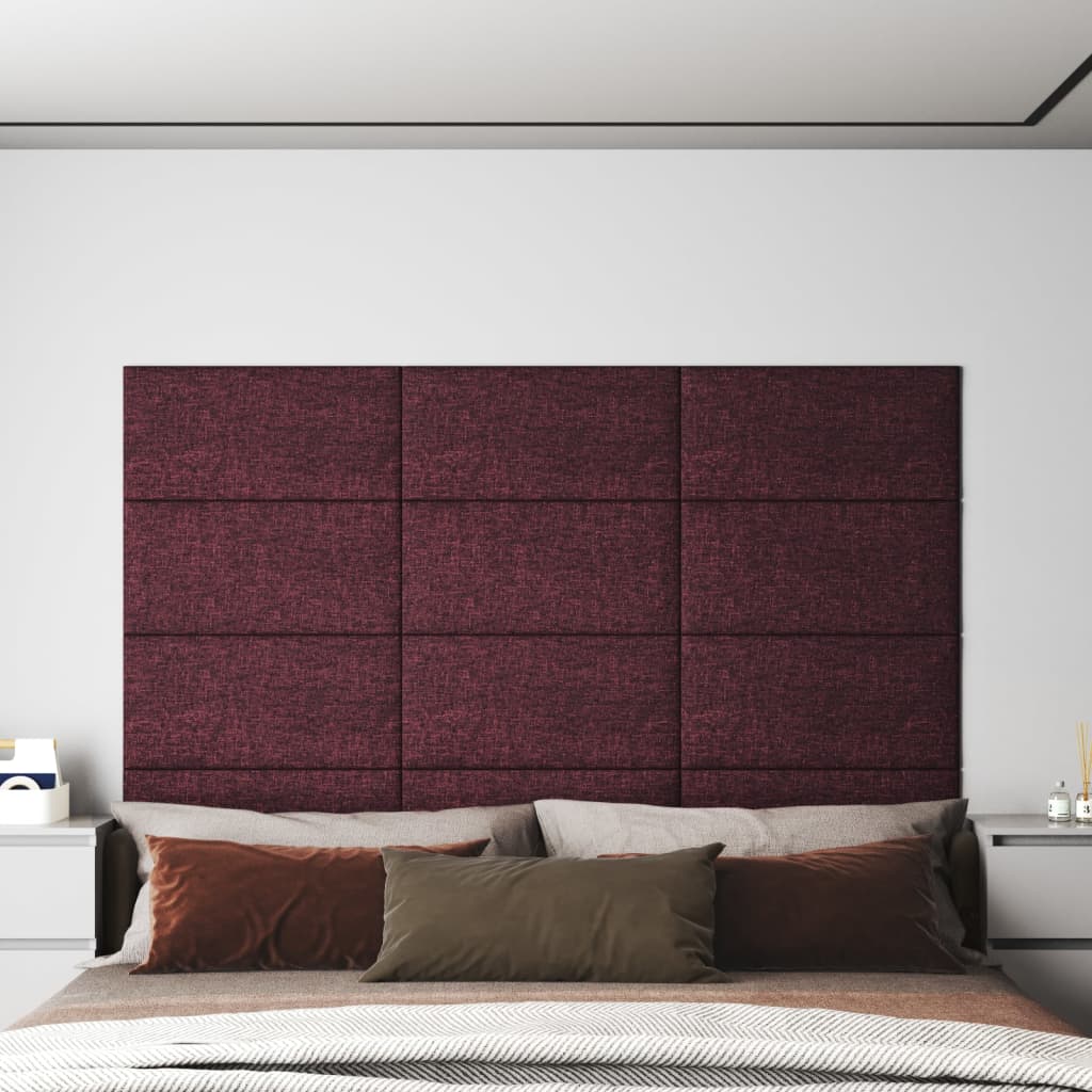 vidaXL Painel de parede 12 pcs 60x30 cm tecido 2,16 m² roxo