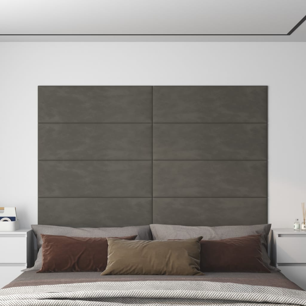 vidaXL Painel de parede 12 pcs 90x30 cm veludo 3,24 m² cinza-escuro