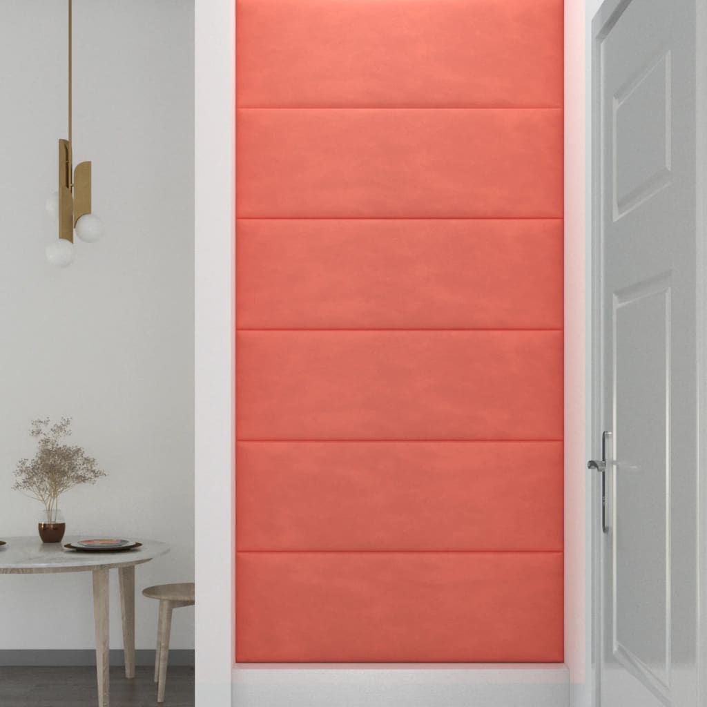 vidaXL Painel de parede 12 pcs 90x30 cm veludo 3,24 m² rosa