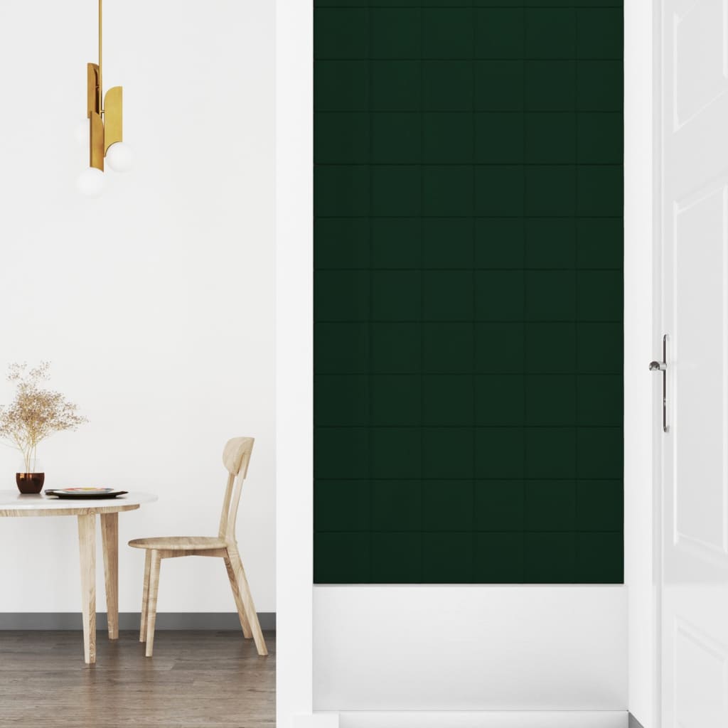 vidaXL Painel de parede 12 pcs 90x15 cm veludo 1,62m² cor verde-escuro