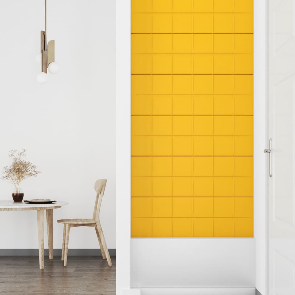 vidaXL Painel de parede 12 pcs 90x30 cm veludo 3,24 m² amarelo