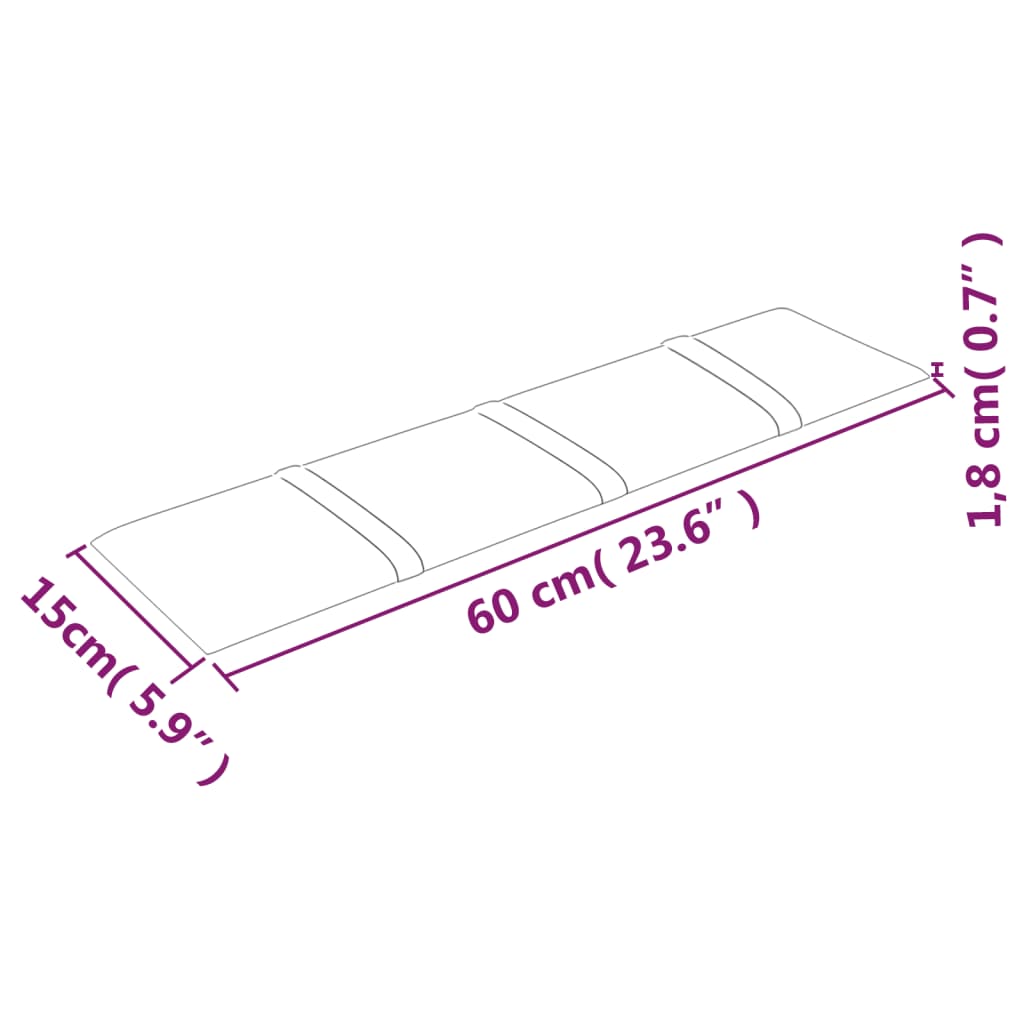 vidaXL Painel de parede 12 pcs 60x15 cm tecido 1,08 m² castanho