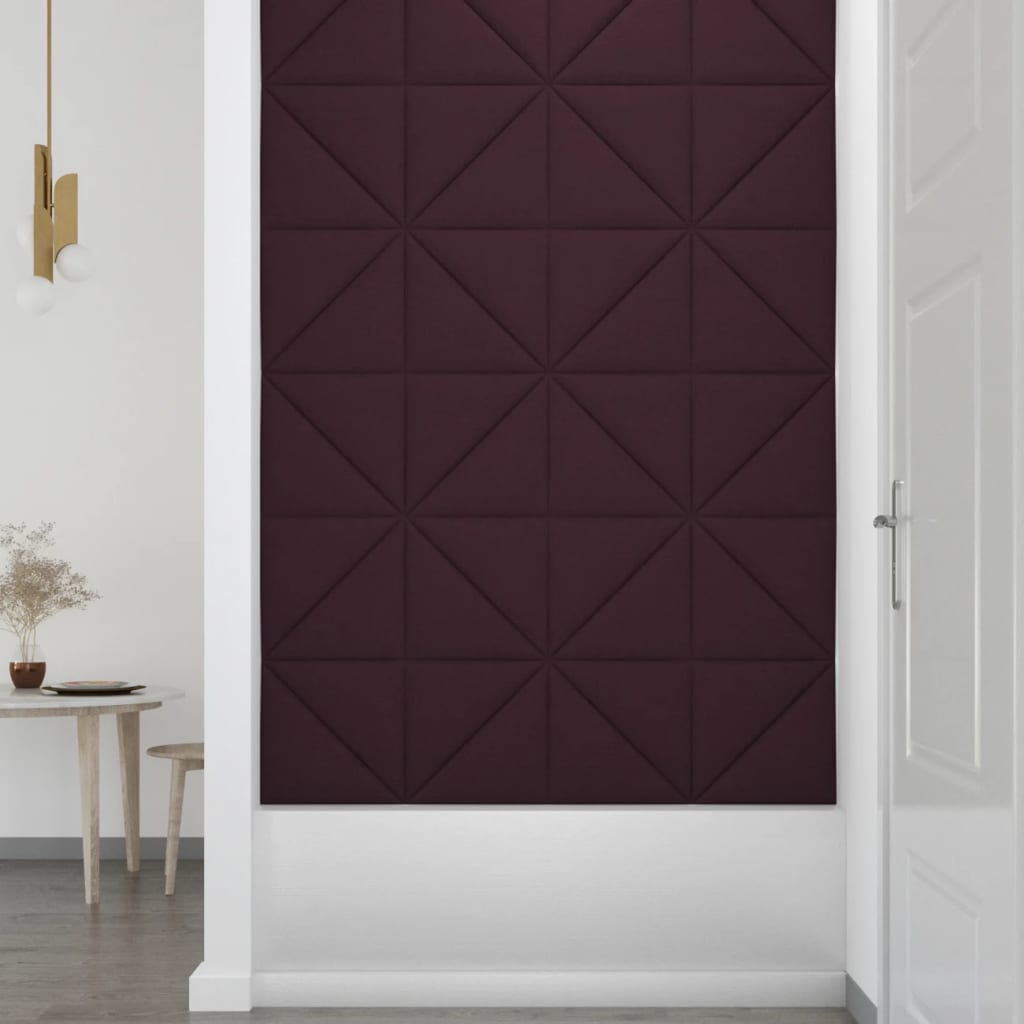 vidaXL Painel de parede 12 pcs 30x30 cm tecido 0,54 m² roxo