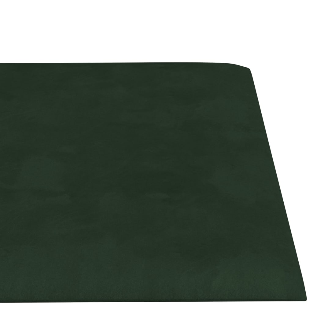 vidaXL Painel de parede 12 pcs 30x15 cm veludo 0,54 m² verde-escuro