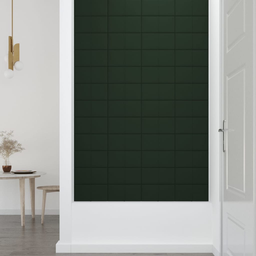 vidaXL Painel de parede 12 pcs 30x15 cm veludo 0,54 m² verde-escuro