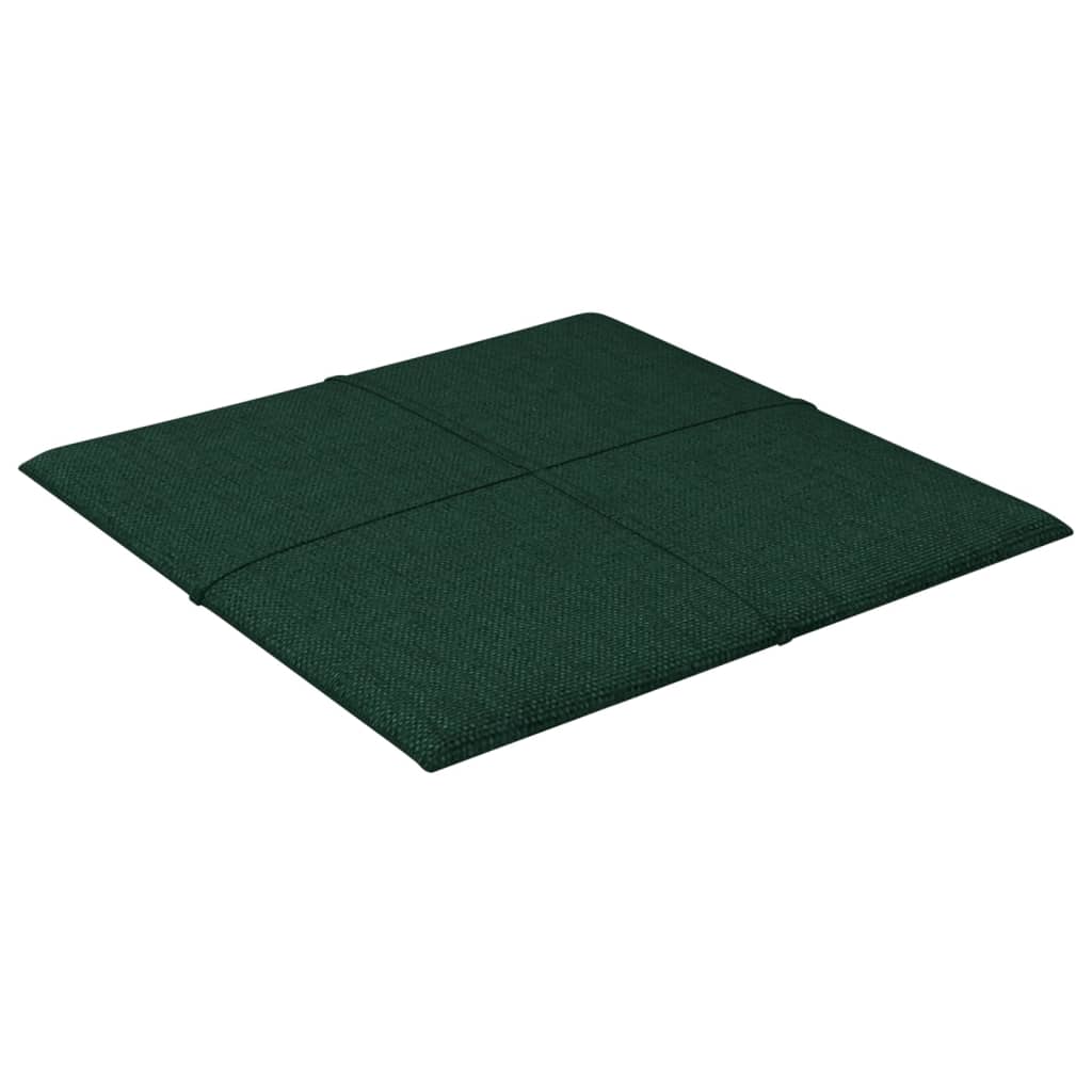 vidaXL Painel de parede 12 pcs 30x30cm tecido 1,08 m² cor verde-escuro