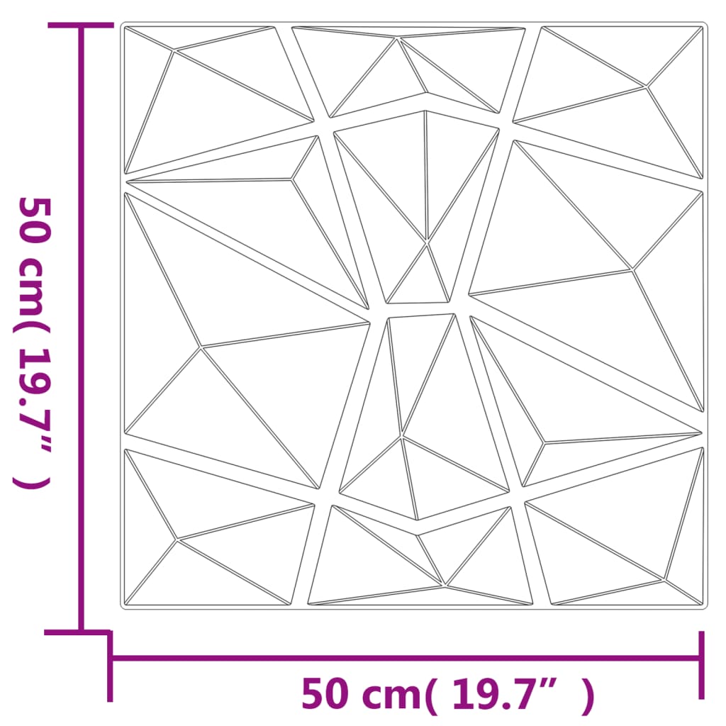 vidaXL Painéis de parede 48pcs 50x50cm 12m² XPS diamante cinza-cimento