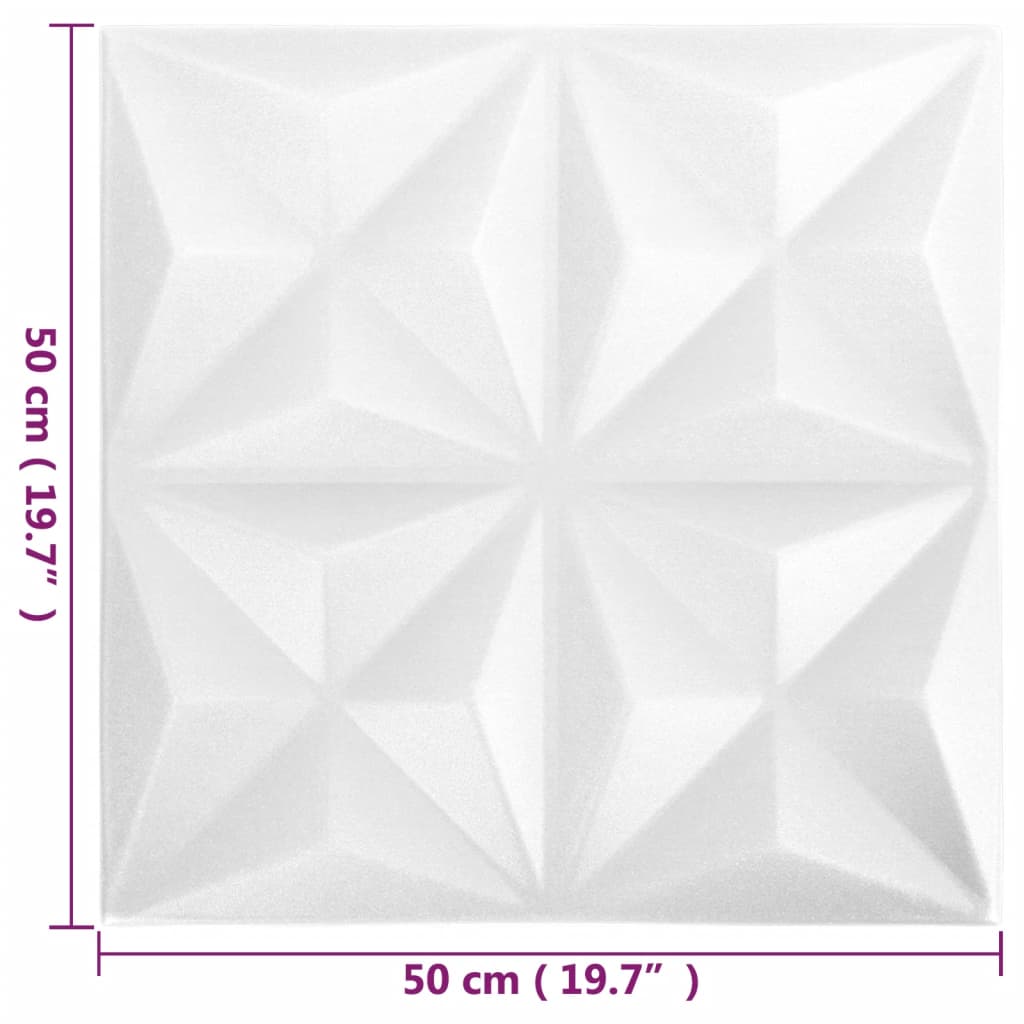 vidaXL Painéis de parede 3D 24 pcs 50x50 cm 6 m² origami branco