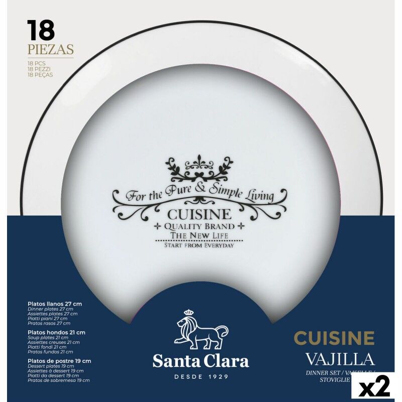 Santa Clara|Louça Santa Clara Cuisine Porcelana Redonda 18 Peças (2 Unidades) Santa Clara|Louça Santa Clara Cuisine Porcelana Redonda 18 Peças (2 Unidades)