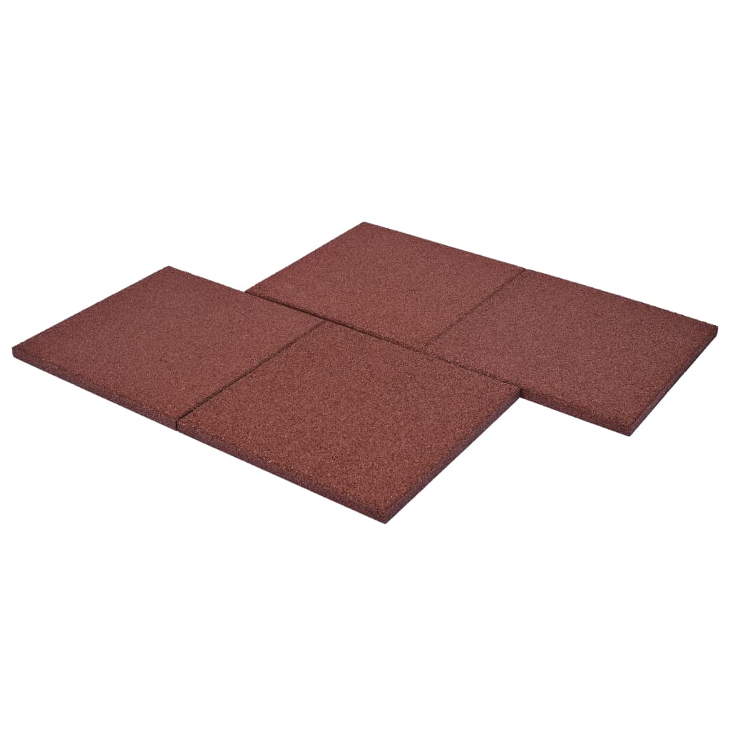 vidaXL Ladrilhos prot. contra quedas 6 pcs borracha 50x50x3cm vermelho