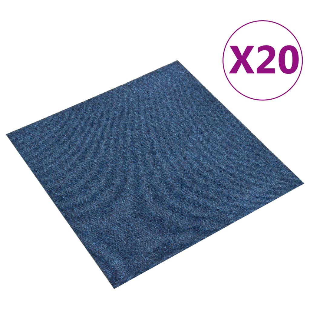 vidaXL Ladrilhos carpete para pisos 20 pcs 5 m² 50x50 cm azul-escuro