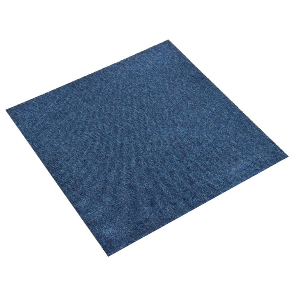 vidaXL Ladrilhos carpete para pisos 20 pcs 5 m² 50x50 cm azul-escuro