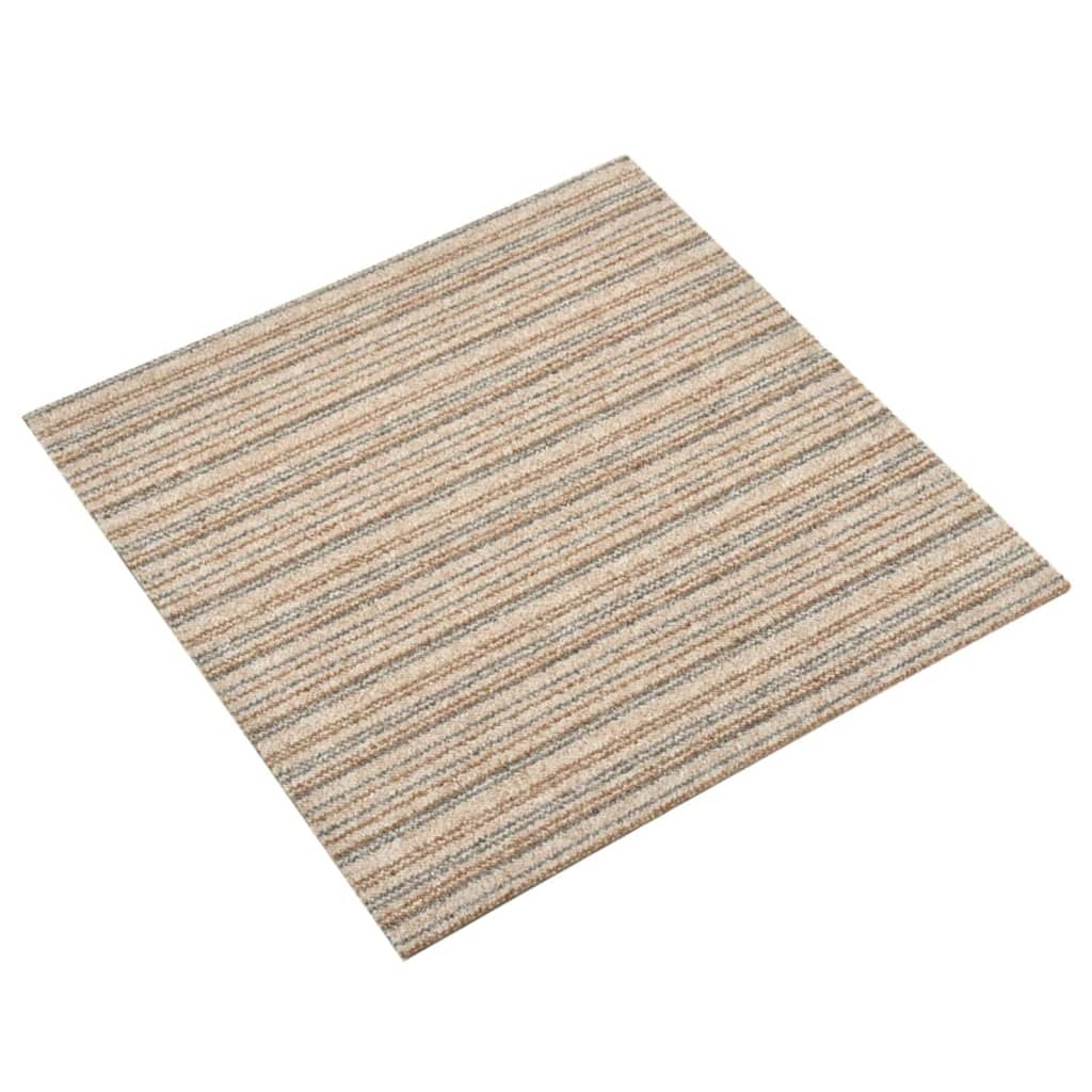 vidaXL Ladrilhos carpete p/ pisos 20 pcs 5 m² 50x50 cm riscas bege