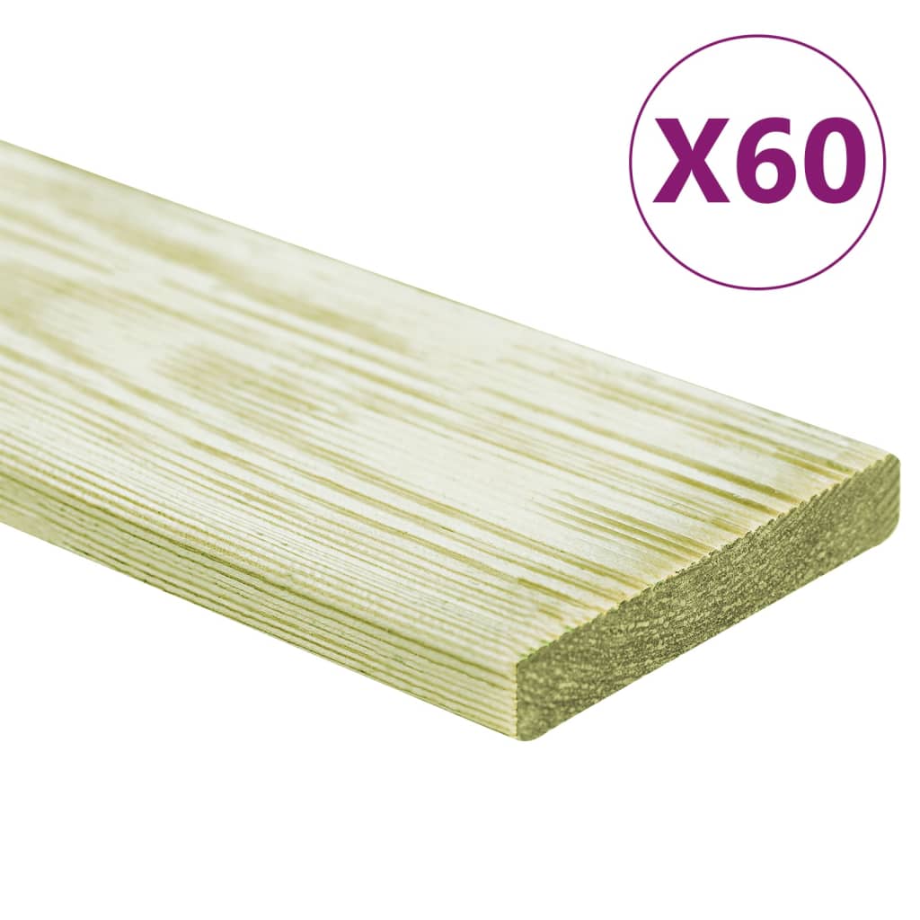 vidaXL Tábuas de terraço 60 pcs 7,2 m² 1m pinho maciço impregnado