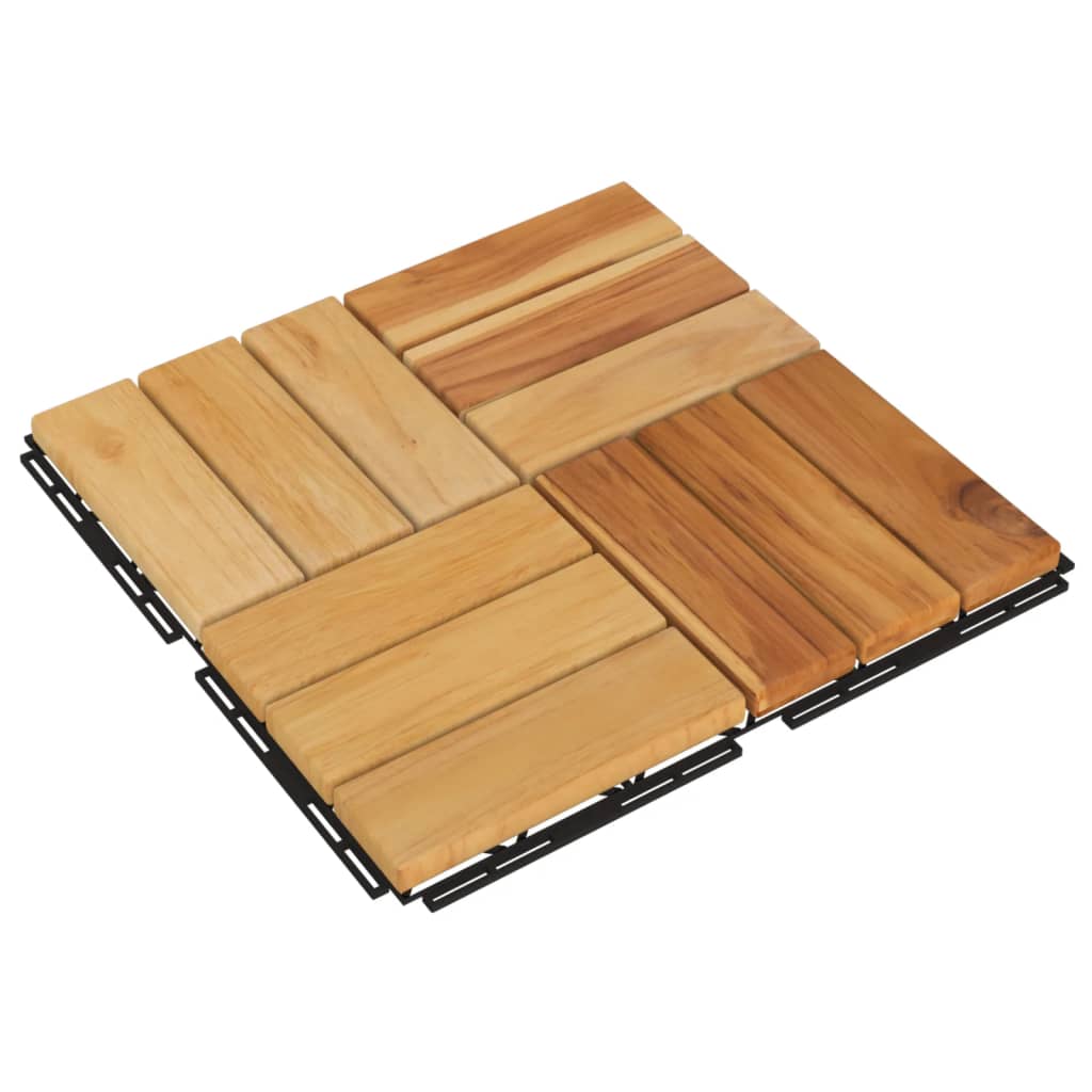 vidaXL Ladrilhos de terraço 20 pcs 30x30 cm madeira de teca maciça