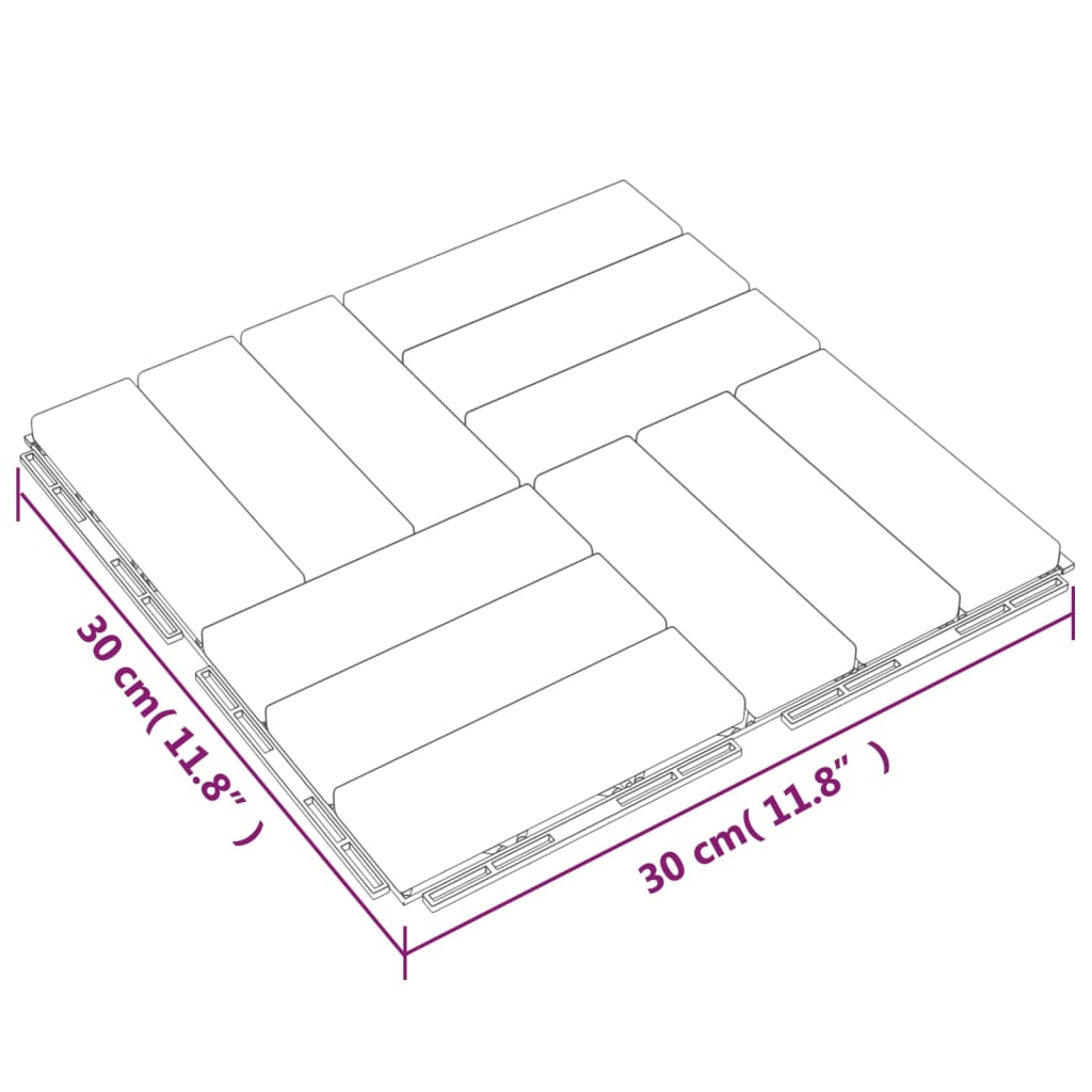 vidaXL Ladrilhos de terraço 20 pcs 30x30 cm madeira de teca maciça