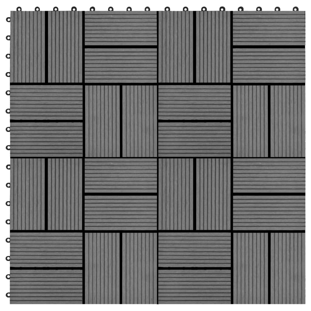 vidaXL Ladrilhos de pavimento 11 pcs WPC 1m² 30x30 cm cinzento