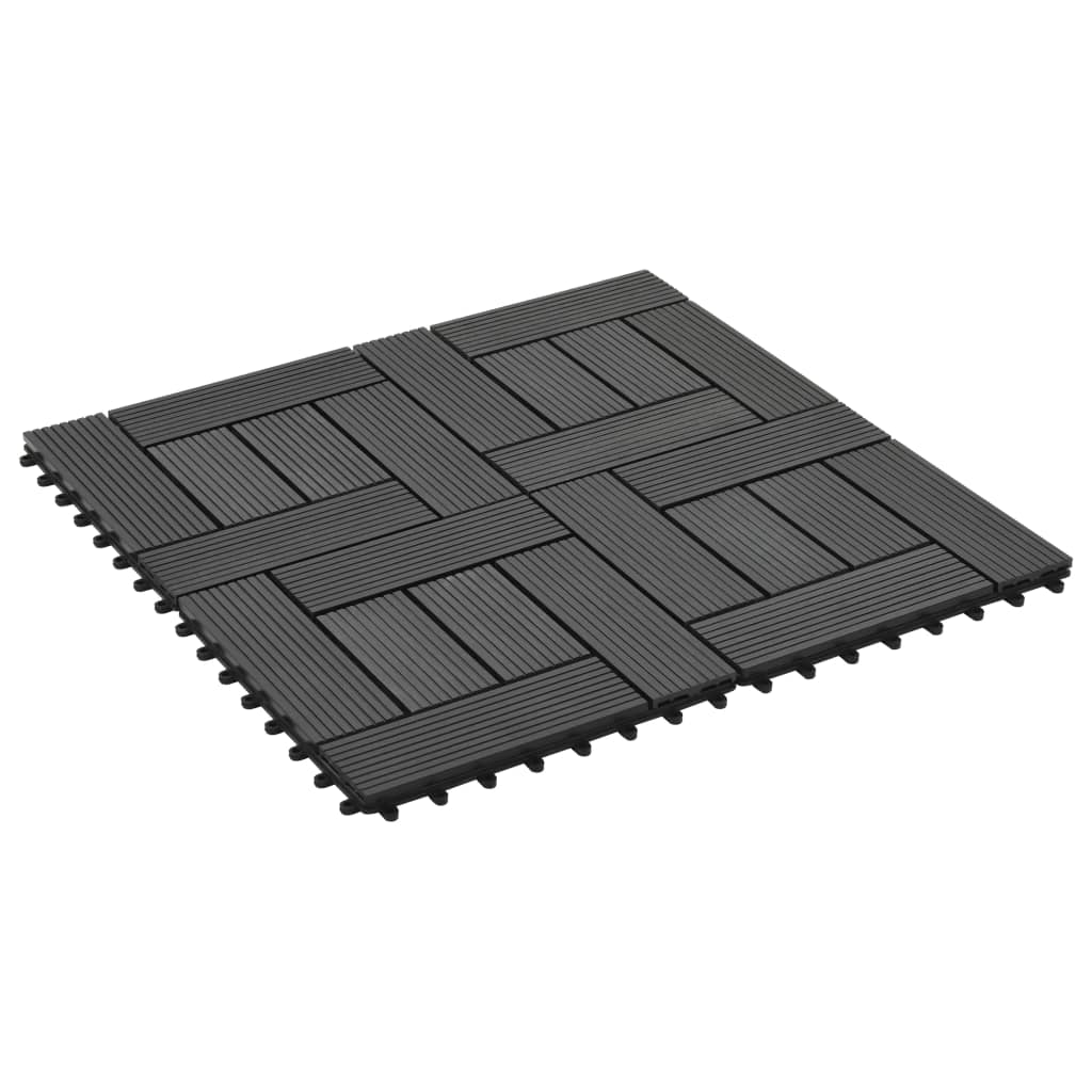 vidaXL Ladrilhos de pavimento 11 pcs WPC 1m² 30x30 cm preto