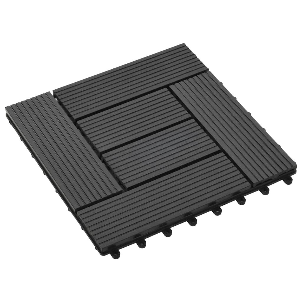 vidaXL Ladrilhos de pavimento 11 pcs WPC 1m² 30x30 cm preto