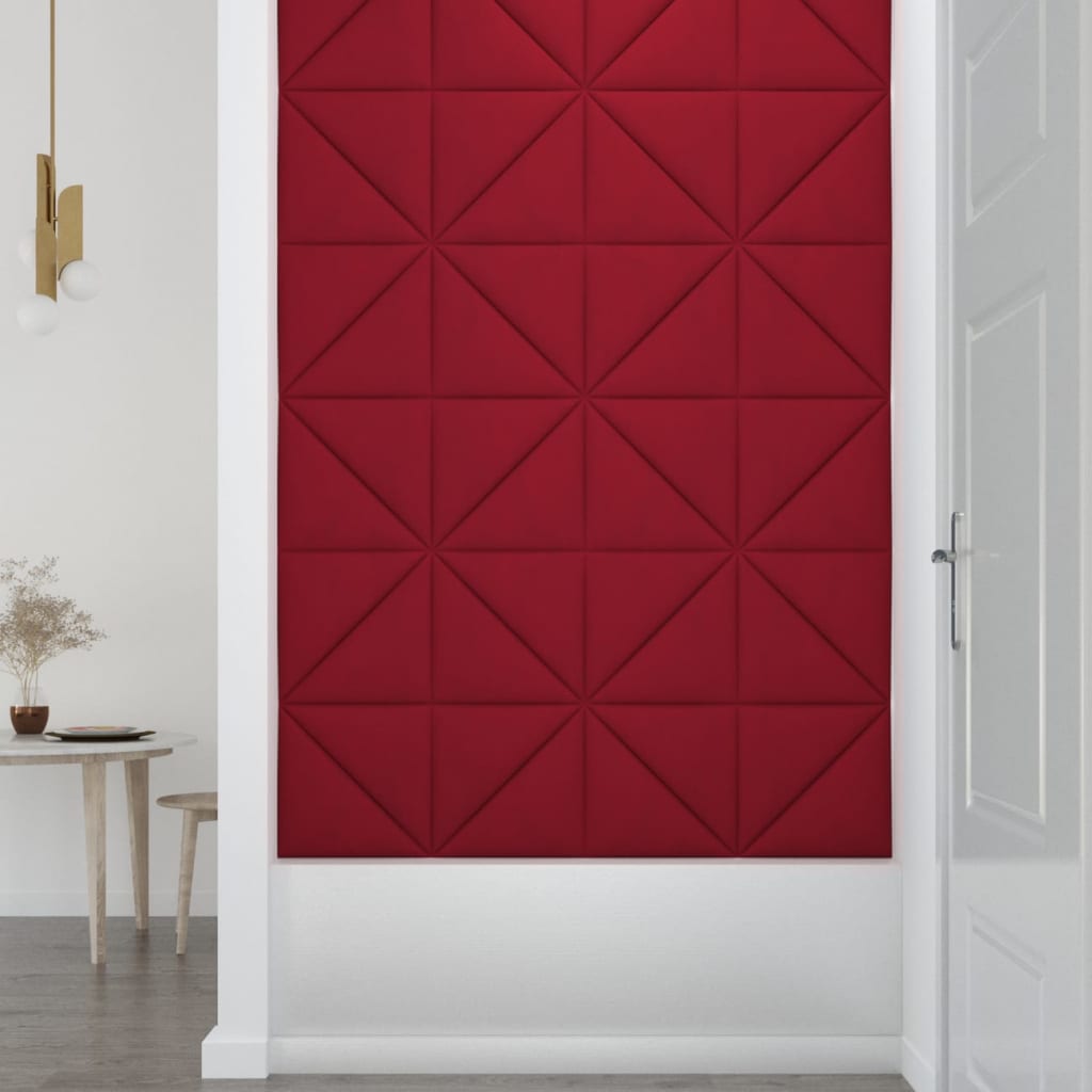 vidaXL Painel de parede 12 pcs 30x30 cm veludo 0,54 m² vermelho tinto