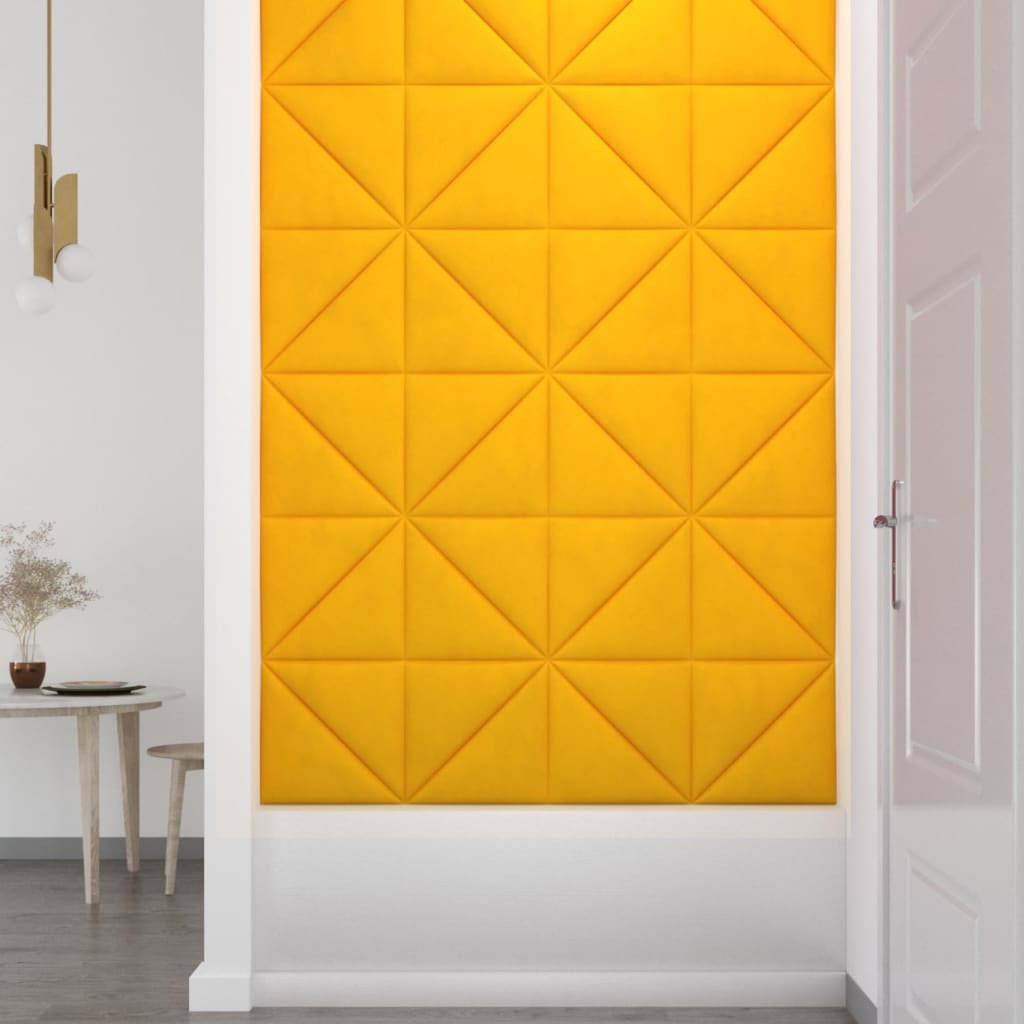 vidaXL Painel de parede 12 pcs 30x30 cm veludo 0,54 m² cor amarelo