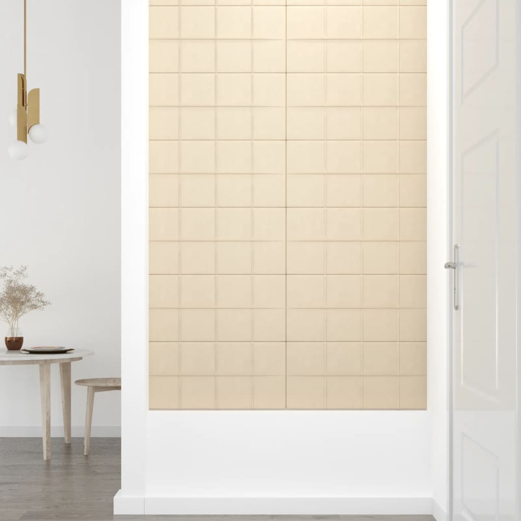 vidaXL Painel de parede 12 pcs 60x30 cm veludo 2,16 m² creme