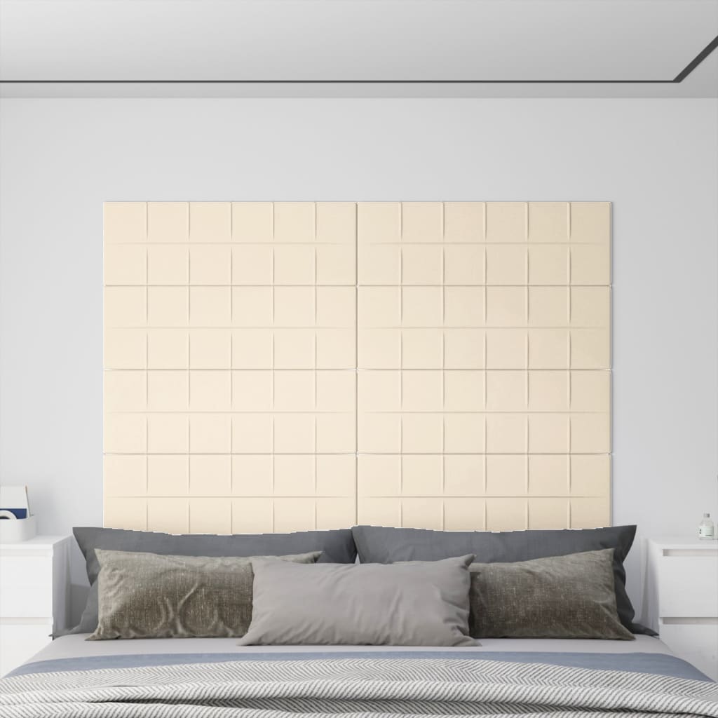 vidaXL Painel de parede 12 pcs 90x30 cm veludo 3,24 m² cor creme