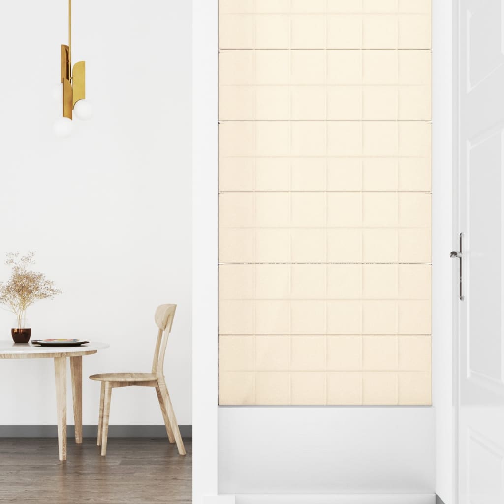 vidaXL Painel de parede 12 pcs 90x30 cm veludo 3,24 m² cor creme